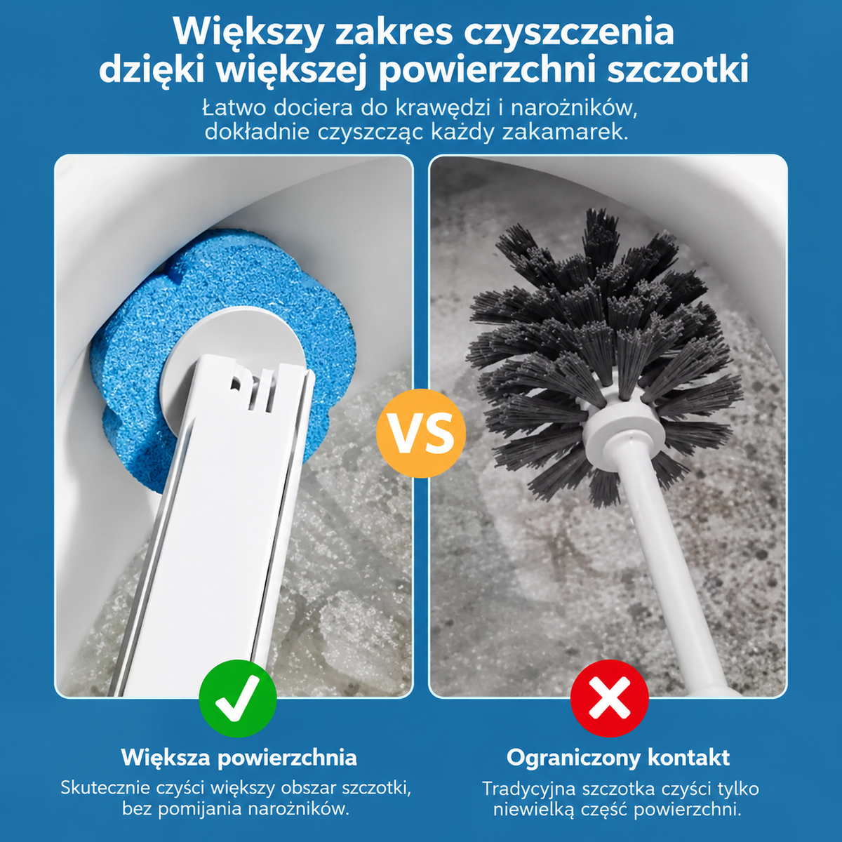 Higieniczna szczotka toaletowa z wymiennymi wkładami